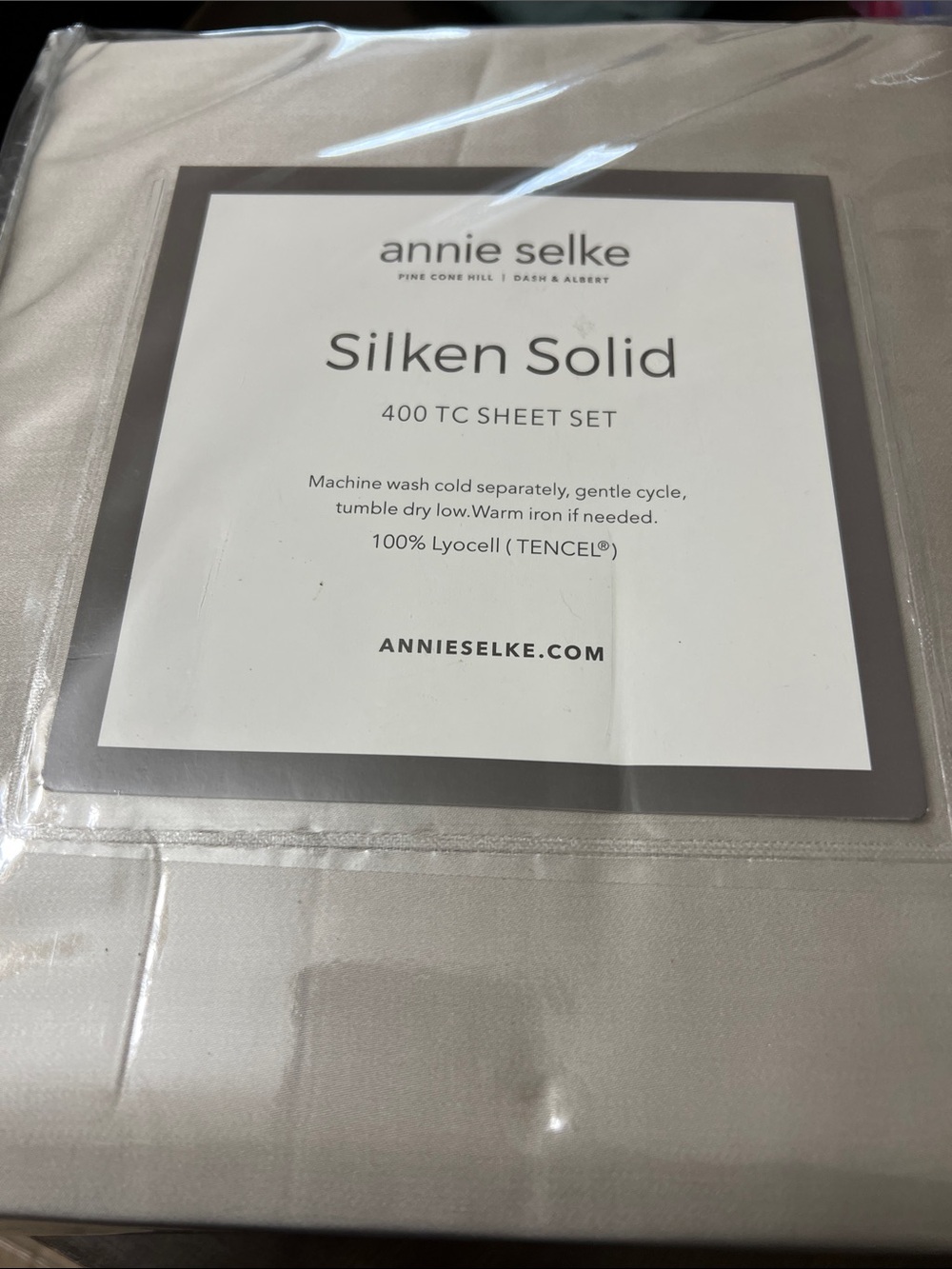 Annie Selke Silken Solid 400 TC Sheet Set - Light Taupe